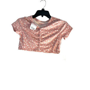 Kenzie Girl Crop Top Pink White Flowers Size M NWT